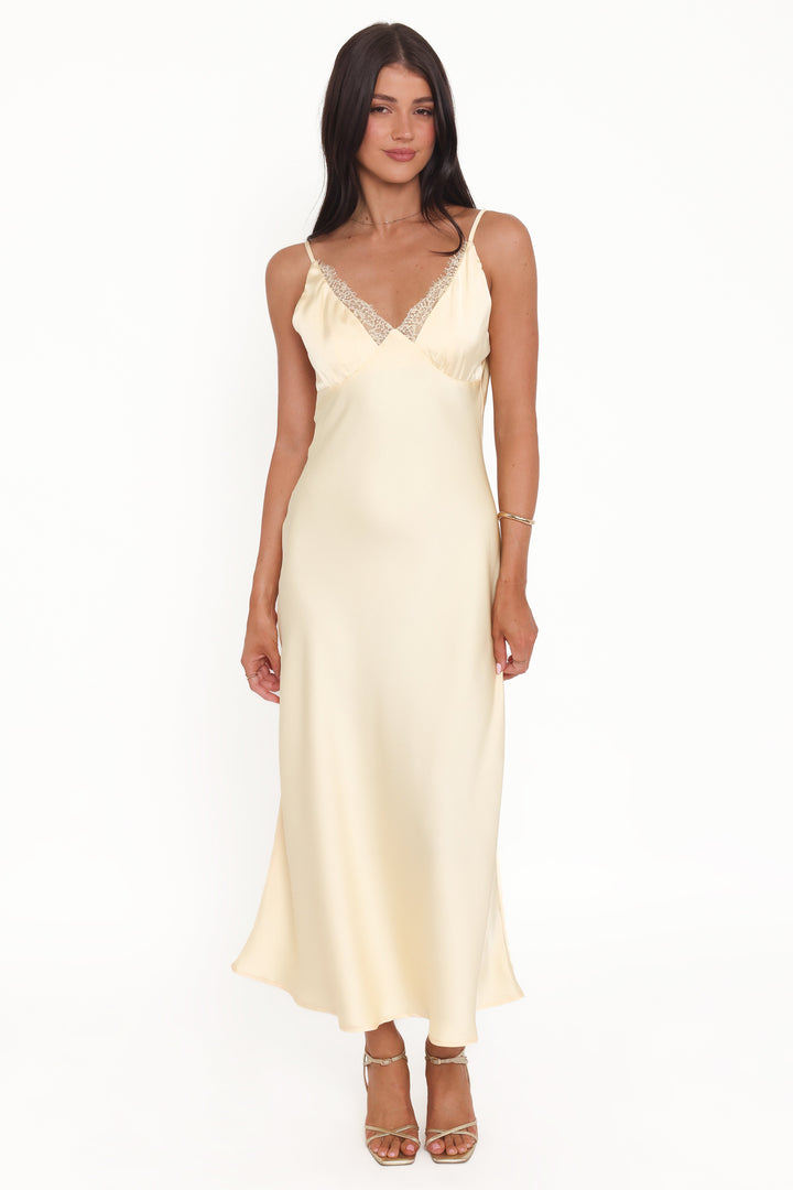 Satin Butter Yellow- Midi Dress