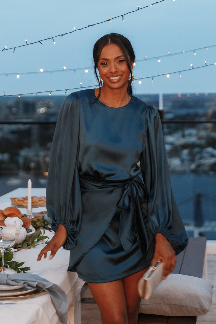 Satin Opal Dress - Blue
