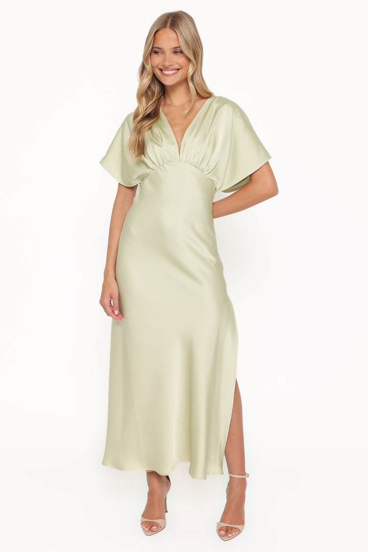 Satin Sage Green- Maxi Dress
