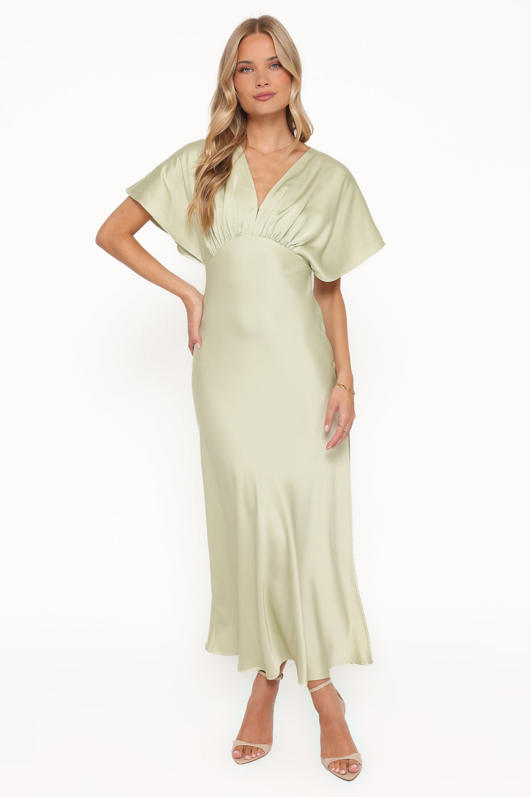 Satin Sage Green- Maxi Dress