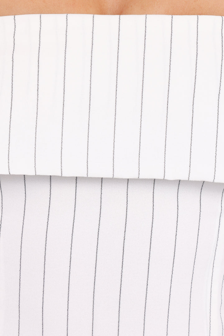 White Pinstripe Top- Set