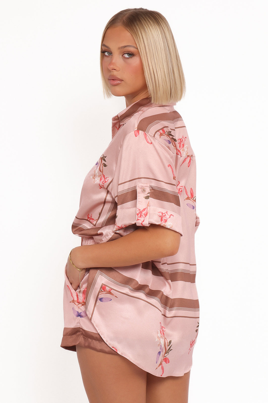 Satin Shirt - Pink Cocoa Set