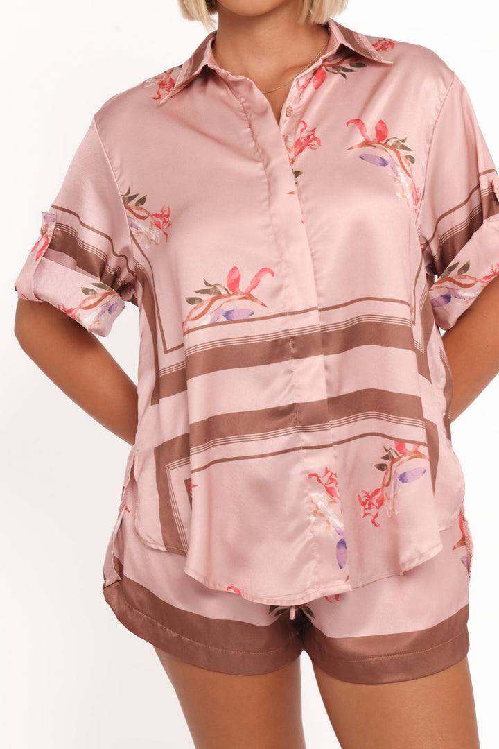 Satin Shirt - Pink Cocoa Set